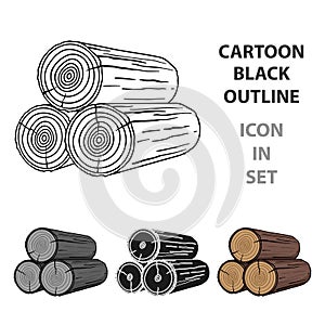 Stack of logs icon in cartoon style isolated on white background. Sawmill and timber symbol stock vector illustration. photo