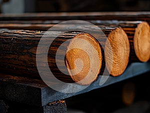 A stack of logs sitting on top of a wooden table