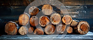 Stack of Logs on Wooden Table