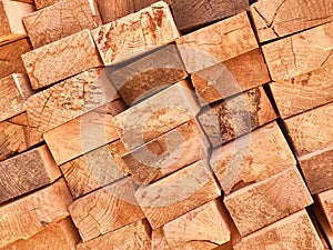 Stack of lumber boards background or texture concept