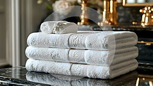 Luxurious Stack of White Towels