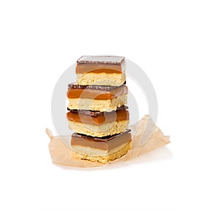 Stack of luxury millionaires shortbread isolated