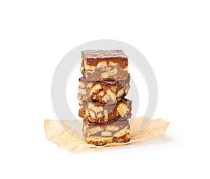 Stack of luxury millionaires shortbread isolated