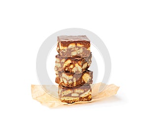 Stack of luxury millionaires shortbread isolated