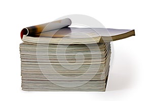 A stack of magazines isolated