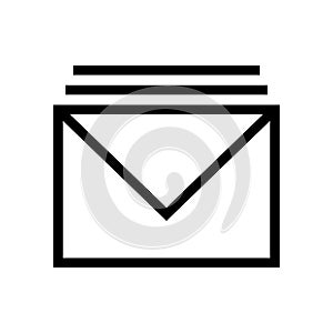 Stack mail icon line isolated on white background. Black flat thin icon on modern outline style. Linear symbol and editable stroke