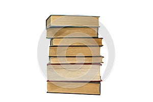 Stack of many old books on white with clipping path. stack or pile of books