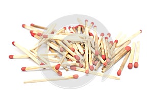 Stack of matchsticks isolated on white background