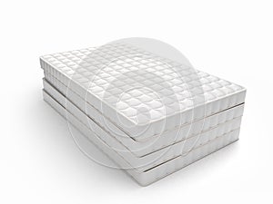 Stack of mattresses isolated on white background