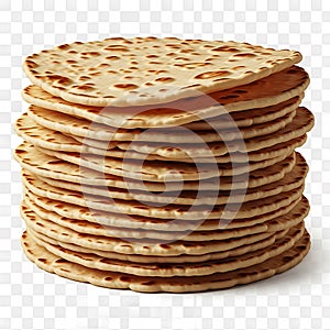 Stack of matzo crackers isolated on white background