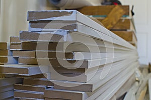 A stack of MDF boards in the warehouse