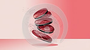 Stack of meat slices on a table