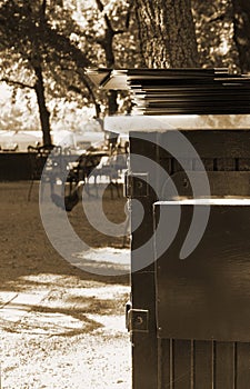 Stack of menus on marble table