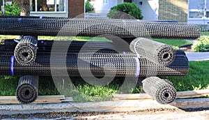A stack of mesh rolls