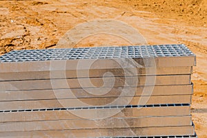 Stack of metal grate sections