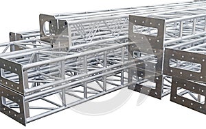 Stack of metal trusses for mounting the stage