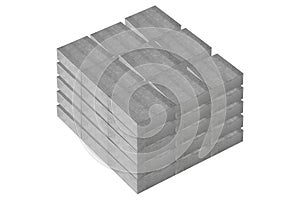 Stack of metallic block isolate on white background