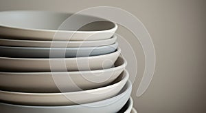 Stack of Modern Ceramic Bowls in Neutral Tones