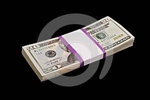 A stack of money on a black background