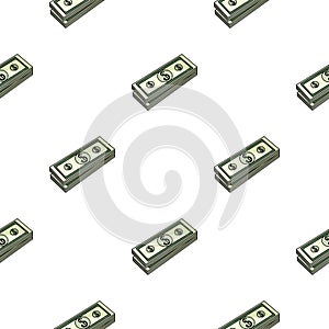 Stack of money icon in cartoon style isolated on white background. Money and finance pattern stock vector illustration.