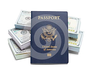Passport with Stack of Money