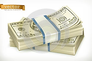 Stack of money. Vector icon photo