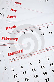 Stack of monthly calendars