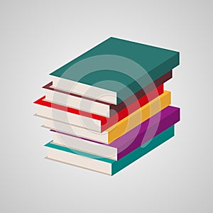 Stack of multi colored books. Vector illustration