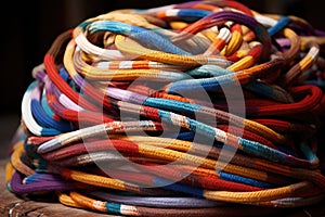 a stack of multi-colored ethernet cables