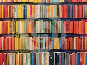 Stack of multicolored books background. By generative Ai