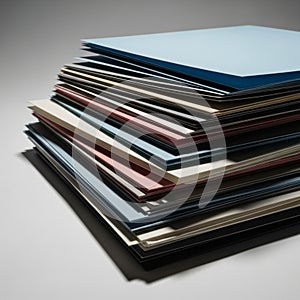 A stack of multicolored paper sheets arranged neatly on a flat surface