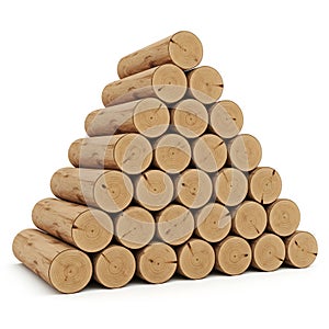 Stack of natural wine corks arranged in a pyramid shape