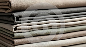 Stack of neatly folded linens in