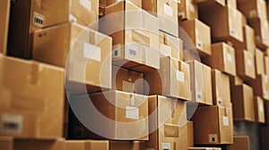 a stack of neatly packed delivery boxes ready for shipment, highlighting
