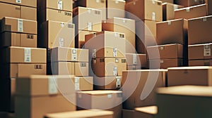 a stack of neatly packed shipment boxes ready for dispatch