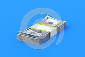 Stack of new dollar banknotes. Economic indicators. Statistical data. Cashback from purchases