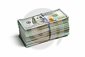 Stack of new 100 US dollars 2013 edition banknote