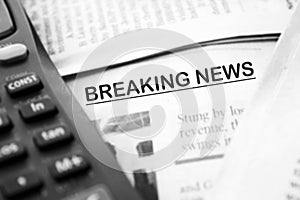 Stack of newspapers isolated on white background