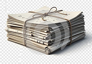 A stack of newspapers is tightly