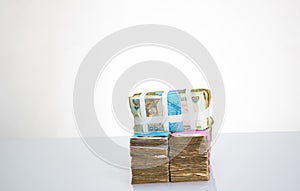 Stack of nigeria N1000 and N500 naira notes