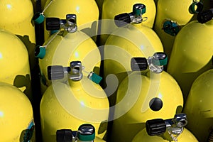 A stack of nitrox air tanks