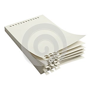 Stack of notebook paper isolated on white background