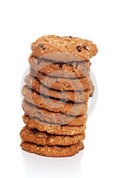 Stack of oatmeal chocolate chip cookies