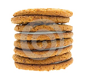 Stack of oatmeal crÃ¨me cookies