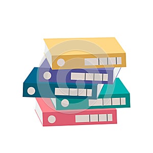 Stack of office folders with documents of different colors