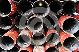 Stack of oil well intermediate casing bundles