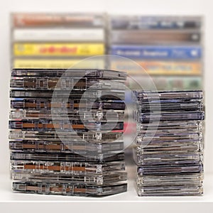 Stack of old audio cassettes