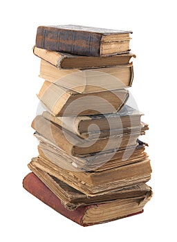 Stack of old books with clipping path