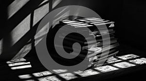 Stack of Old Books in Dramatic Light and Shadow