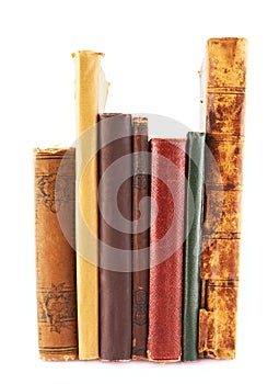 Stack of old books isolated